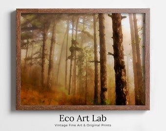 Fog in Forest Landscape Painting, Abstract Printable Wall Art, for Home or Office Decor, Nature Print Digital Art Instant Download