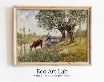 Countryside Landscape Painting Printable Famous Art Print. Instant Download Vintage Fine Art Print. Country Farmhouse Decor Digital Download