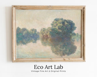 Claude Monet Seine at Giverny Painting Famous Monet Art. Instant Download Vintage Decor. Monet Landscape Printable Wall Art. Vintage Decor