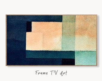 Samsung Frame TV Art 4K Blue Beige & Green Wall Art Abstract Painting. Instant Download Abstract Digital Painting. Colorful Art for Frame TV