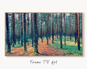 Estonian Forest Trees Frame TV Art. Nature Landscape Painting Samsung Frame TV Art Downloadable Nature Art for TV. Colorful Art for Frame tv
