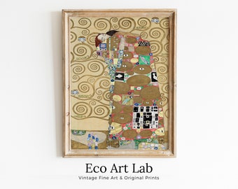 Gustav Klimt "Fulfillment" Famous Painting Printable Wall Art. Instant Download Gustav Klimt Print Vintage Romantic Poster Art Nouveau Print