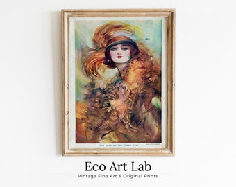 The Lure of the Green Eyes. Printable Wall Art. Vintage Woman Portrait Painting. Instant Download Vintage Decor. Exhibition Poster.