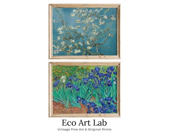 Vincent van Gogh Set of 2 Prints. Famous Paintings Printable 2 Piece Wall Art. Fine Art Prints. Instant Download Vintage Botanical Wall Art
