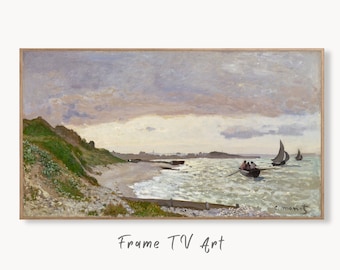 Samsung Frame TV Art 4K Monet Seashore Famous Painting. Instant Download. Vintage Art for the Samsung Frame TV. Claude Monet Art for TV
