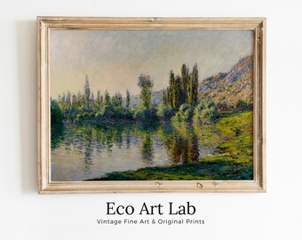 Claude Monet Seine à Vétheuil Painting Famous Monet Art. Instant Download Vintage Decor. Monet Landscape Printable Wall Art. Vintage Decor