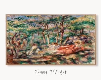 Samsung Frame TV Art 4K Woman in Garden by Auguste Renoir. Famous Antique Oil Painting. Landscape Vintage Impressionist Art for Frame TV