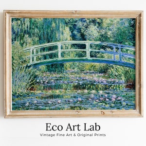 Water Lilies & Bridge Famous Claude Monet Painting. Instant Download Vintage Decor. Monet Botanical Print Printable Wall Art. Vintage Decor