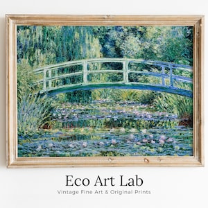 Water Lilies & Bridge Famous Claude Monet Painting. Instant Download Vintage Decor. Monet Botanical Print Printable Wall Art. Vintage Decor