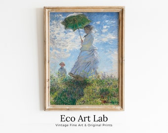 Claude Monet Woman with a Parasol Painting Famous Monet Art. Instant Download Vintage Decor. Monet Printable Wall Art. Spring Vintage Decor
