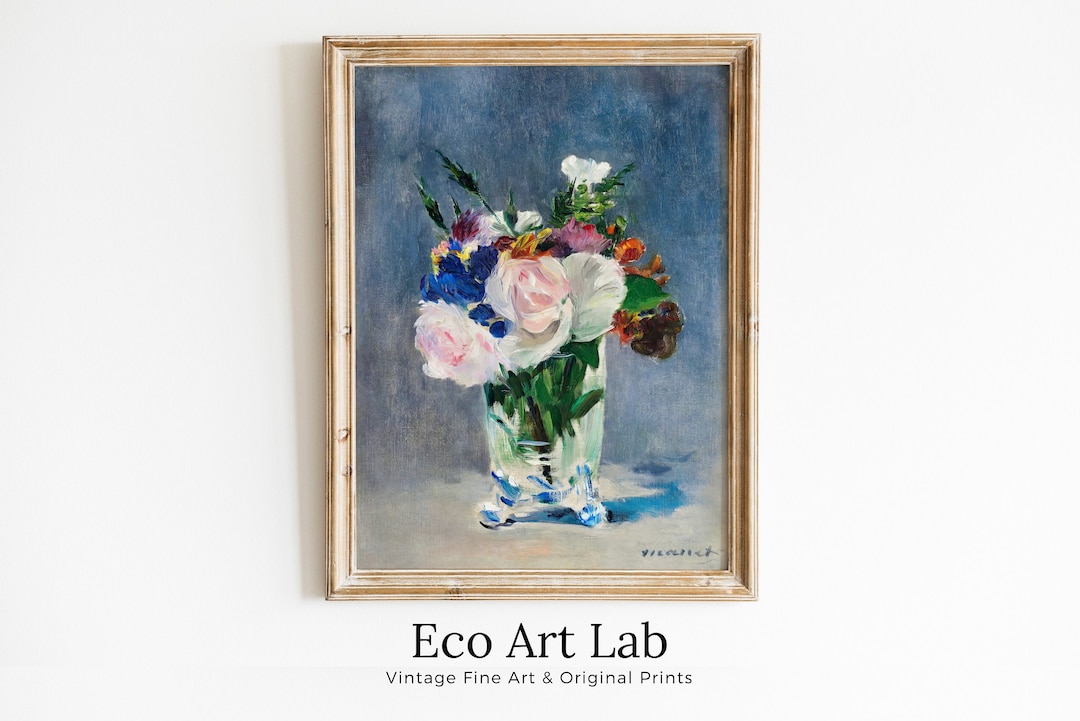 エドゥアール・マネ、花瓶のバラとチューリップ、希少な画集より 花瓶の苔バラ、1882 | エドゥアールマネ