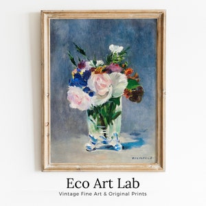 Flowers in a Crystal Vase. Edouard Manet Botanical Still Life Painting Printable Digital Wall Art. Still Art Vintage Print. Downloadable Art