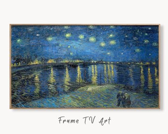 Samsung Frame TV Art 4K Starry Night Over the Rhone Famous Painting by Vincent van Gogh. Instant Download van Gogh Art for the Frame TV