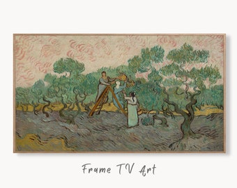 Samsung Frame TV Art 4K Women Picking Olives Famous Painting by Vincent van Gogh. Instant Download Landscape for the Frame TV. Vintage Decor