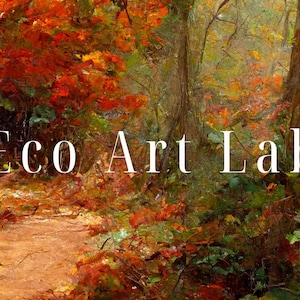Forest Trail Autumn Landscape Digital Painting. Printable Fall Wall Art ...