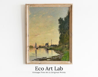 Argenteuil Late Afternoon Claude Monet Famous Painting. Instant Download Vintage Decor. Monet Landscape Printable Wall Art. Vintage Decor
