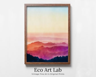Abstract Evening in the Mountains Wall Art Digital Print. Abstract Print Instant Download Printable Wall Art Sunset Colors Minimalist Poster