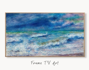Samsung Frame TV Art 4K Seascape Auguste Renoir Painting, Nautical Wall Decor. Instant Download Art for the Frame TV. Colorful Art for TV