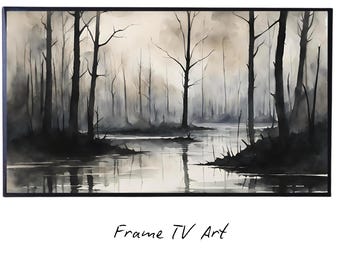 Swamp Landscape Art for Samsung Frame TV | Dark Watercolor Frame TV Art | Unique 4K Wall Art Decor for Frame TVs