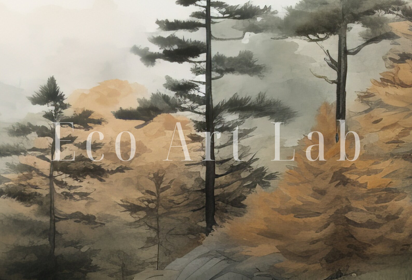 Fall Forest & Mountain 3 Piece Wall Art | Watercolor Autumn Landscape ...