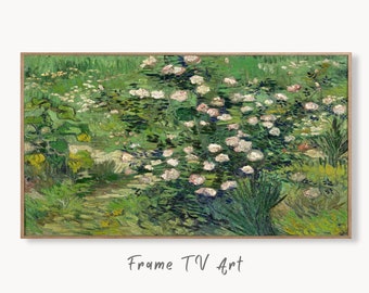 Samsung Frame TV Art 4K Roses in Field Famous Painting by Vincent van Gogh. Instant Download van Gogh Art for Frame TV. Vintage Wall Art