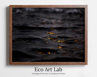 Black and Gold Wall Art, Abstract Print Digital Download, Abstract Art, Printable Wall Art, Minimalist Wall Art, Gold Reflection Art Print
