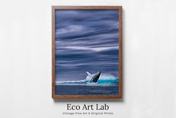 Humpback Whale Art Digital Painting Printable Wall Art. Instant Download Ocean Art, Digital Print Whale Poster. Whale Art Print