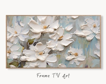 Abstract Samsung Frame TV Art | Vibrant Abstract Floral Art | Textured Wall Art | Oil Painting | Art For Frame Tv | Heavy Textured Painting