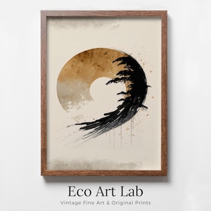 Modern Neutral Abstract Printable Wall Art. Black & Beige Wabi Sabi Abstract Print. Minimalist Zen Wall Decor. Japandi Wall Art