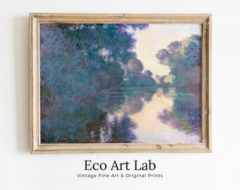 Claude Monet Morning on the Seine Painting Famous Monet Art. Instant Download Vintage Decor. Monet Landscape Antique Printable Wall Art