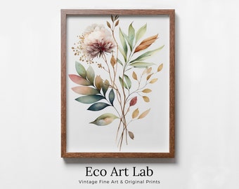 Floral Printable Wall Art. Watercolor Botanical Print. Printable Flower Watercolor. Boho Floral Art. Wild Flowers Art. Floral Minimalist Art