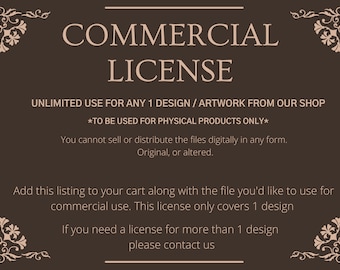 Unlimited Commercial license for 1 Design / Artwork from EcoArtLab. To be used for physical end products only.