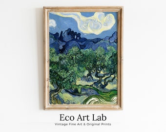 Olive Trees with the Alpilles Vincent van Gogh Printable Famous Art Prints. Instant Download van Gogh Print Vintage Painting. Fine Art Print