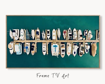 Samsung Frame TV Art 4K Boats in a Harbor Digital Painting, Nautical Wall Decor. Instant Download Boat Art for the Frame TV. Art for TV