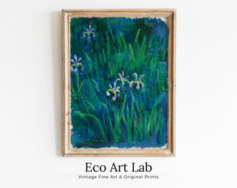 Irises by Claude Monet. Printable Famous Art. Instant Download. Monet Botanical Print. Vintage Wall Decor. Fine Art Floral Digital Print