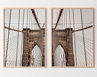 Brooklyn Bridge New York Set of 2 Prints. New York Poster, Printable Wall Art, Digital Painting 2 Piece Wall Art, New York Printable Poster