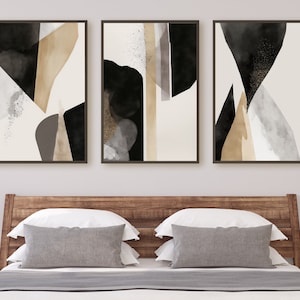 Minimalist Set of 3 Art Prints. Black and White Abstract Poster Set ...