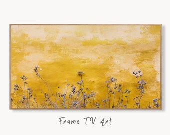 Samsung Frame TV Art 4K Yellow Modern Wall Texture Floral Abstract Painting. Minimal Abstract Art Instant Download Cracked Paint Art for TV.