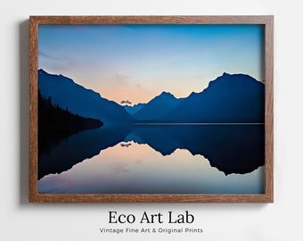 Lake Sunrise with Mountain Landscape Abstract Wall Art Digital Print. Abstract Printable Wall Art Instant Download Colorful Minimalist Decor