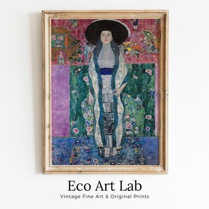 Famous Gustav Klimt Portrait of Woman Printable Wall Art. Instant Download Painting Gustav Klimt Print. Vintage Poster. Art Nouveau Print