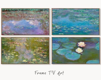 Set of 4 Samsung Frame TV Art 4K. Claude Monet Famous Paintings Collection. Water Lilies Monet Art Set. Instant Download. Frame TV Art #2