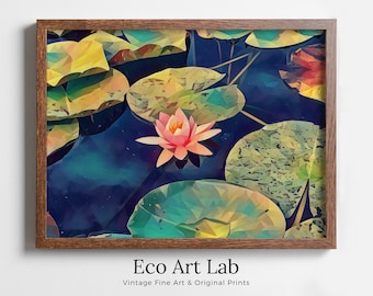 Lotus Flower Art | Botanical Wall Art | Pink Flower Wall Decor | Blooming Lotus Flower Digital Painting | Floral Art | Printable Download