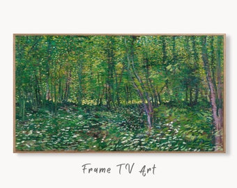 Samsung Frame TV Art 4K Trees and Undergrowth Famous Painting by Vincent van Gogh. Instant Download. van Gogh Landscape for the Frame TV