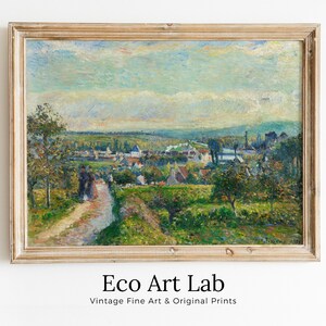 Vintage French Countryside Impressionist Wall Decor. Antique Landscape Painting. Country Fine Art Print. PRINTABLE Instant Download Art.