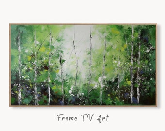 Samsung Frame TV Art 4K Dense Forest Abstract Textured Landscape Painting. Instant Download. Forest Art for Samsung Frame TV. Art for TV