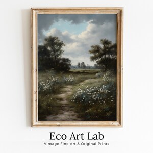 Landscape Art Print | Floral Country Field Wall Art | Landscape Oil Painting | Wildflower Field PRINTABLE Art | Digital Download