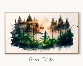 Samsung Frame TV Art 4K Abstract Watercolor Forest Landscape Painting. Instant Download Minimalist Art for Samsung Frame TV. Art for TV