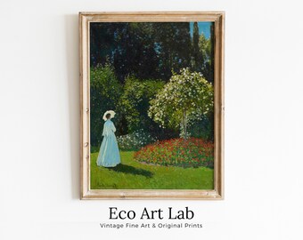 Lady in The Garden Claude Monet Painting Famous Monet Art. Instant Download Vintage Decor. Monet Landscape Printable Wall Art. Vintage Decor