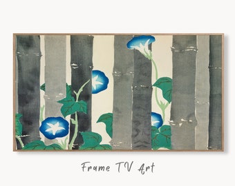Samsung Frame TV Art 4K Morning Glory Flowers Vintage Japanese Art. Instant Download Antique Japanese Art for Frame TV. Vintage Wall Art