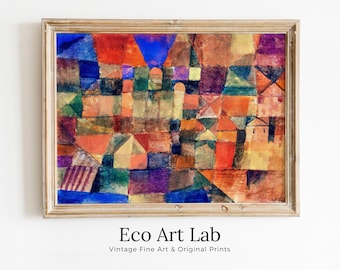 Paul Klee Print Vintage Abstract Art Poster. City with Domes Landscape Abstract Famous Vintage Art Print. Printable Retro Paul Klee Wall Art